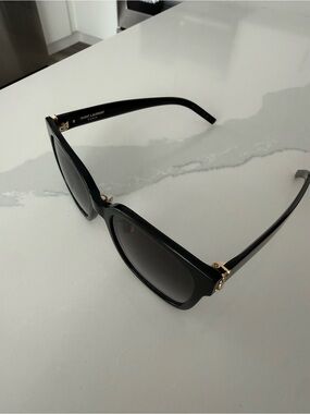 Saint Laurent Black Sunglasses with Gold Accents